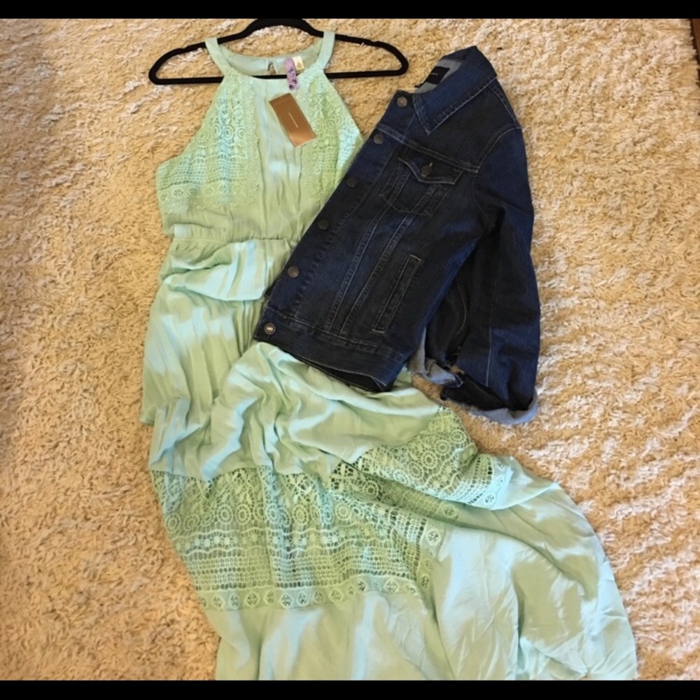 Mint/ Seafoam colored Maxi Dress